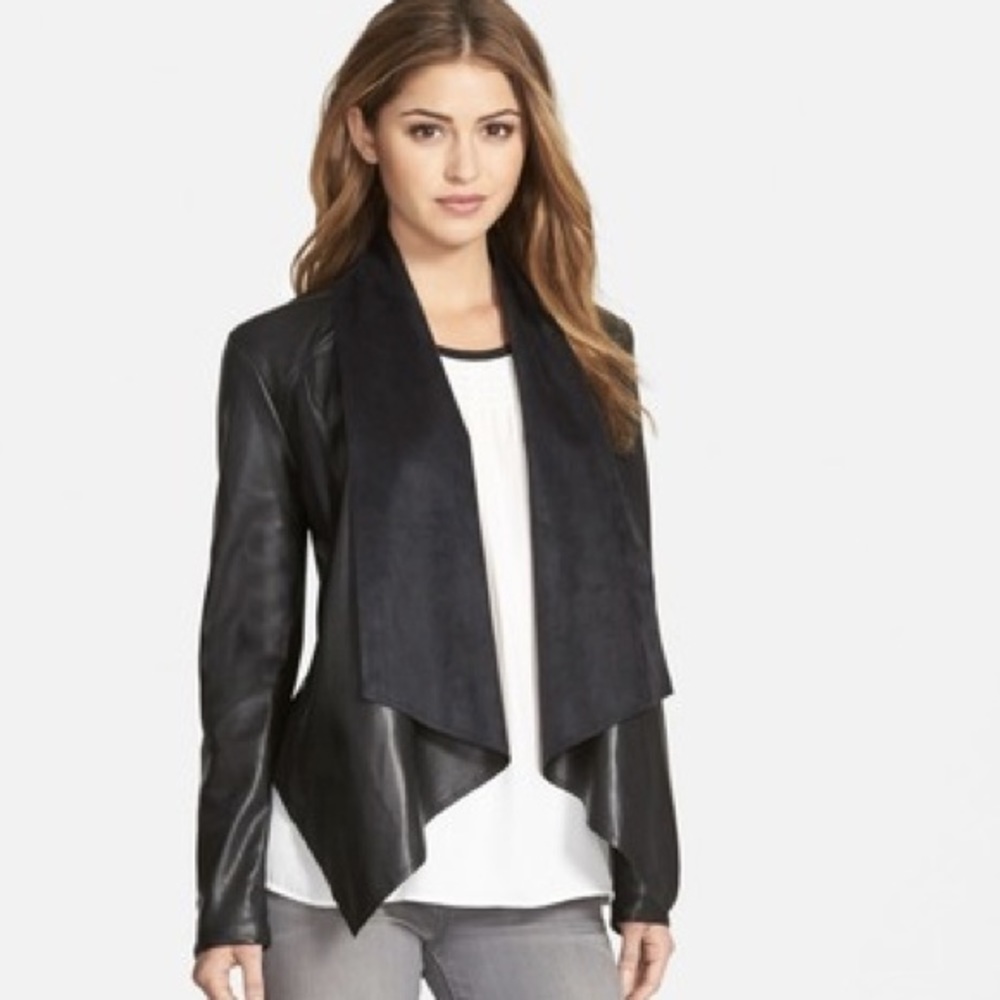 KUT from the Kloth faux leather drape Ana jacket